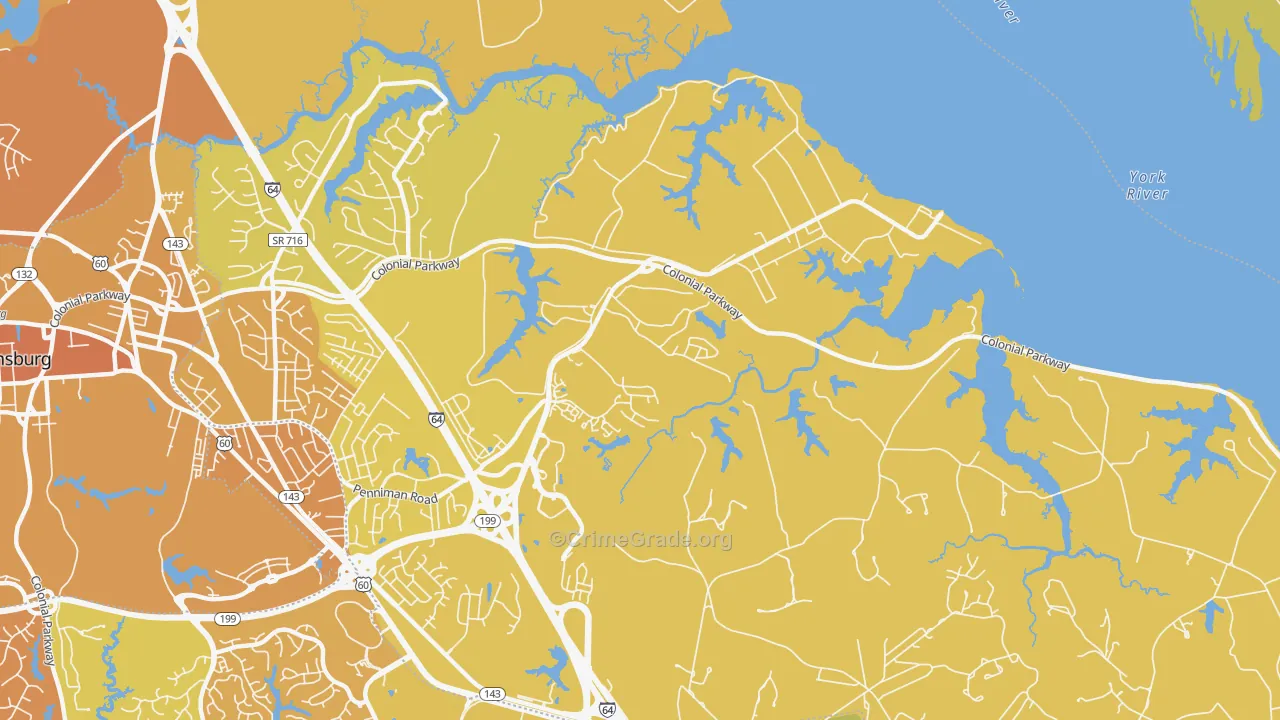 Queens Lake, VA Map of Vehicle Theft Rates