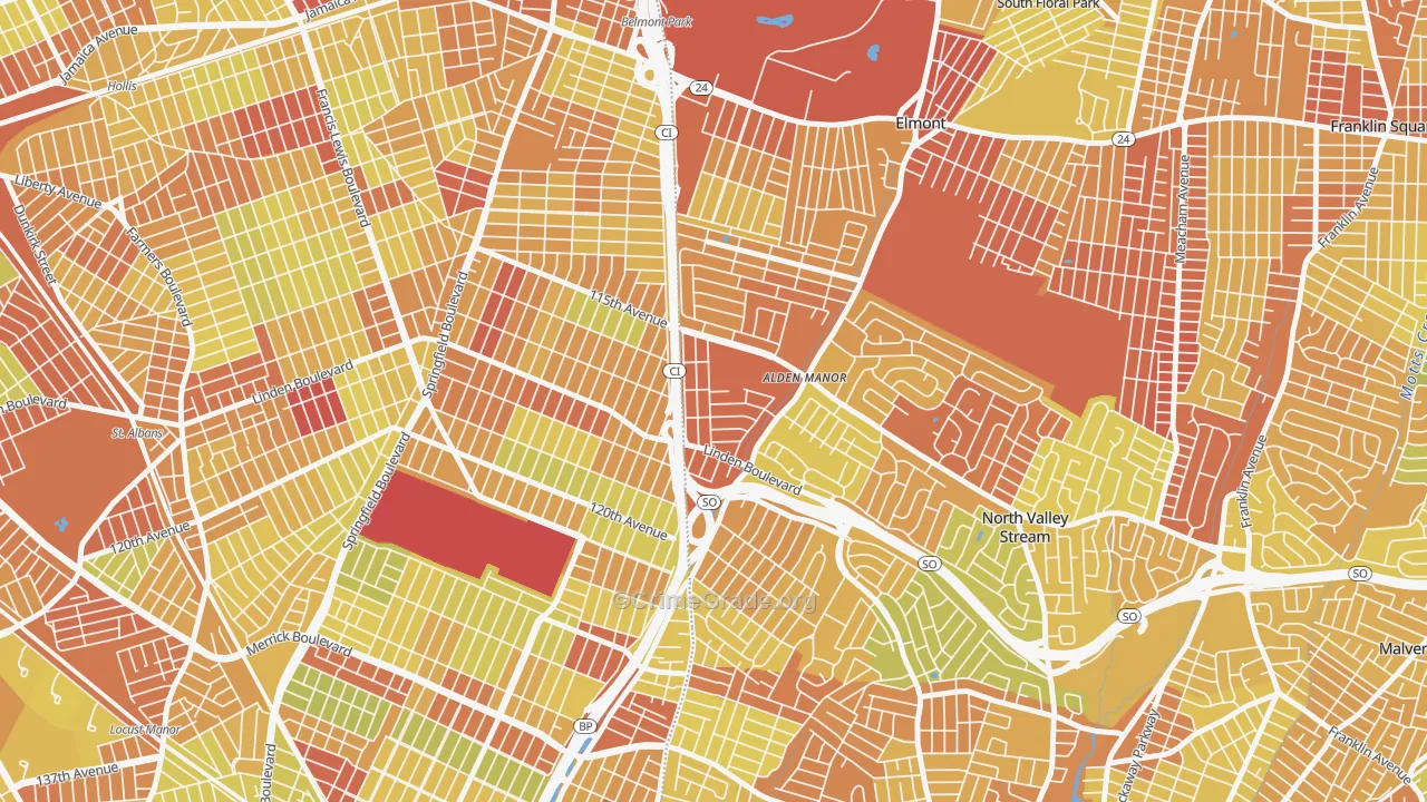 Queens Village, NY Map of Vehicle Theft Rates