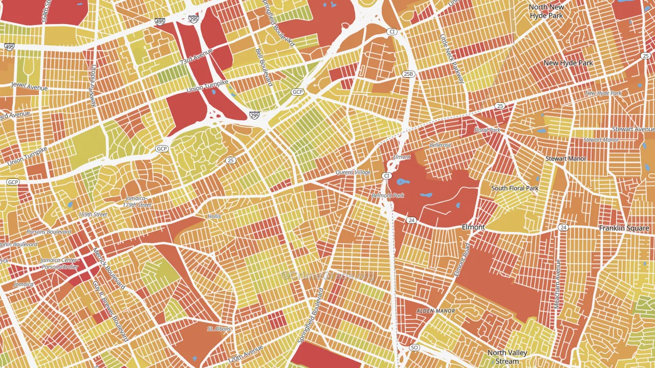 Queens Village, Queens, NY Map of Vehicle Theft Rates