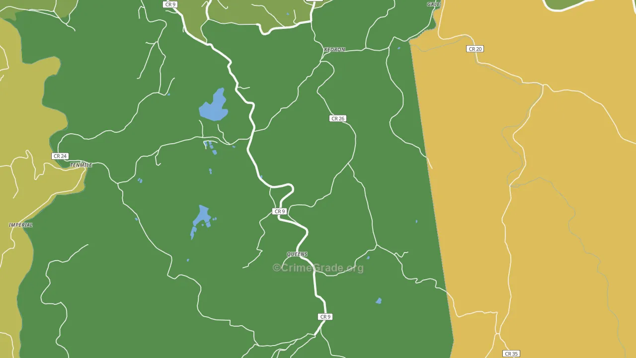 Queens, WV Map of Vehicle Theft Rates