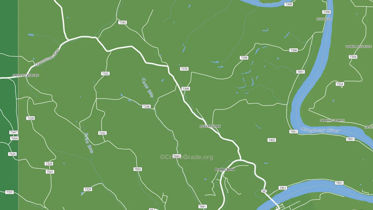 Queenstown, PA Map of Vehicle Theft Rates