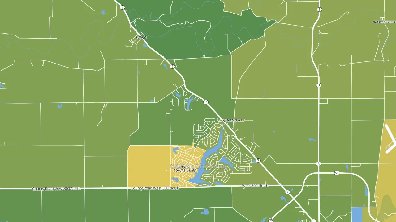 Queensville, IN Map of Vehicle Theft Rates
