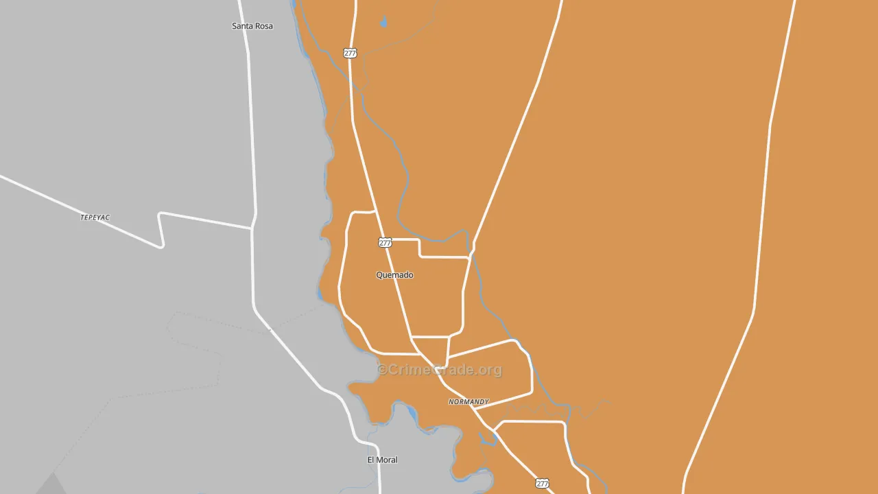 Quemado, TX Map of Vehicle Theft Rates