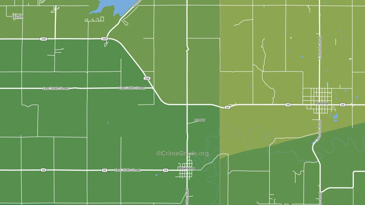 Quenemo, KS Map of Vehicle Theft Rates