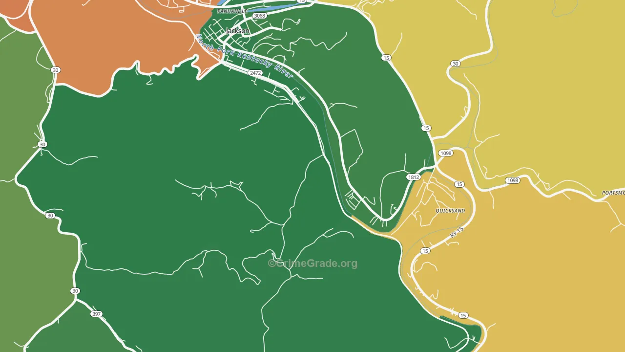 Quicksand, KY Map of Vehicle Theft Rates