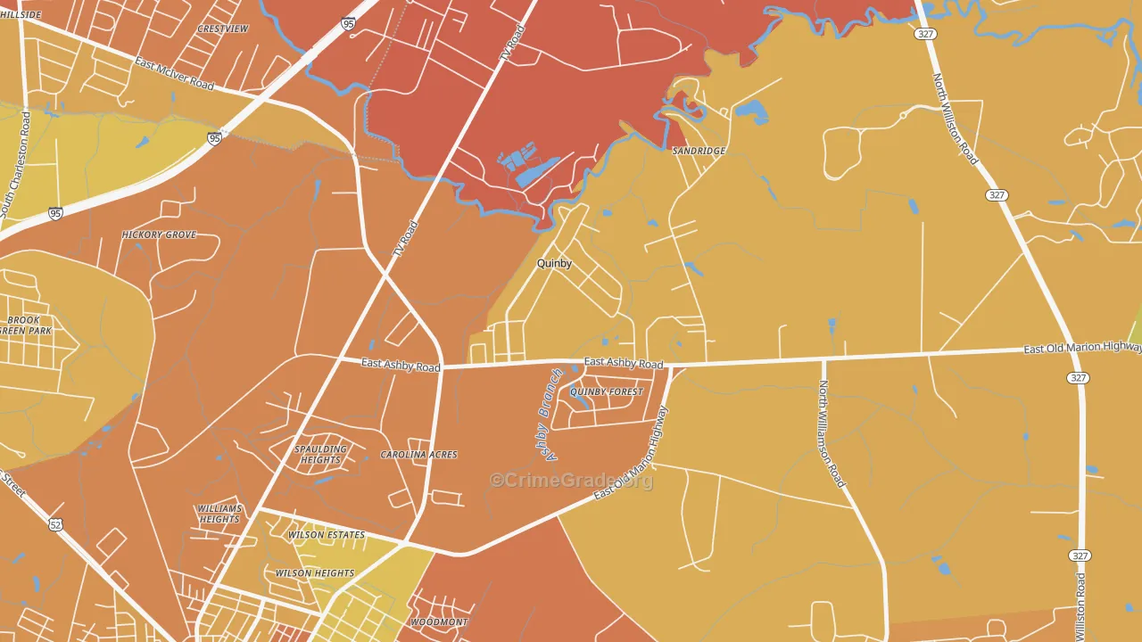 Quinby, SC Map of Vehicle Theft Rates