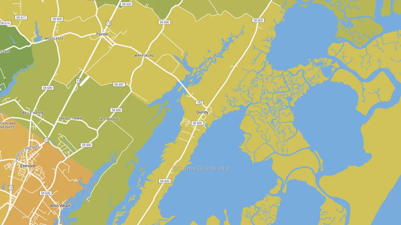 Quinby, VA Map of Vehicle Theft Rates