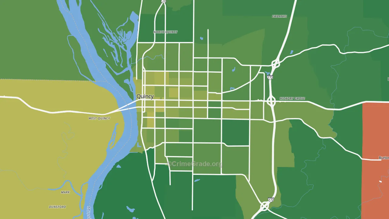 Quincy, IL Map of Vehicle Theft Rates