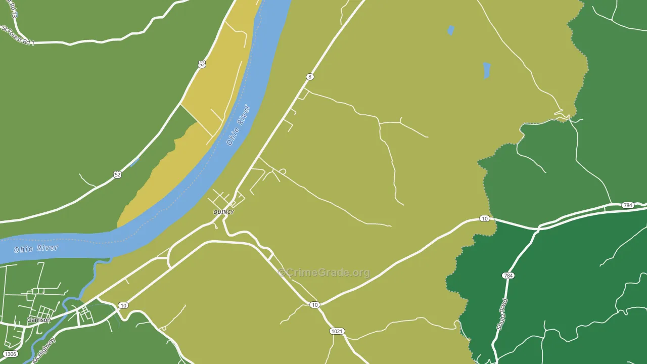 Quincy, KY Map of Vehicle Theft Rates