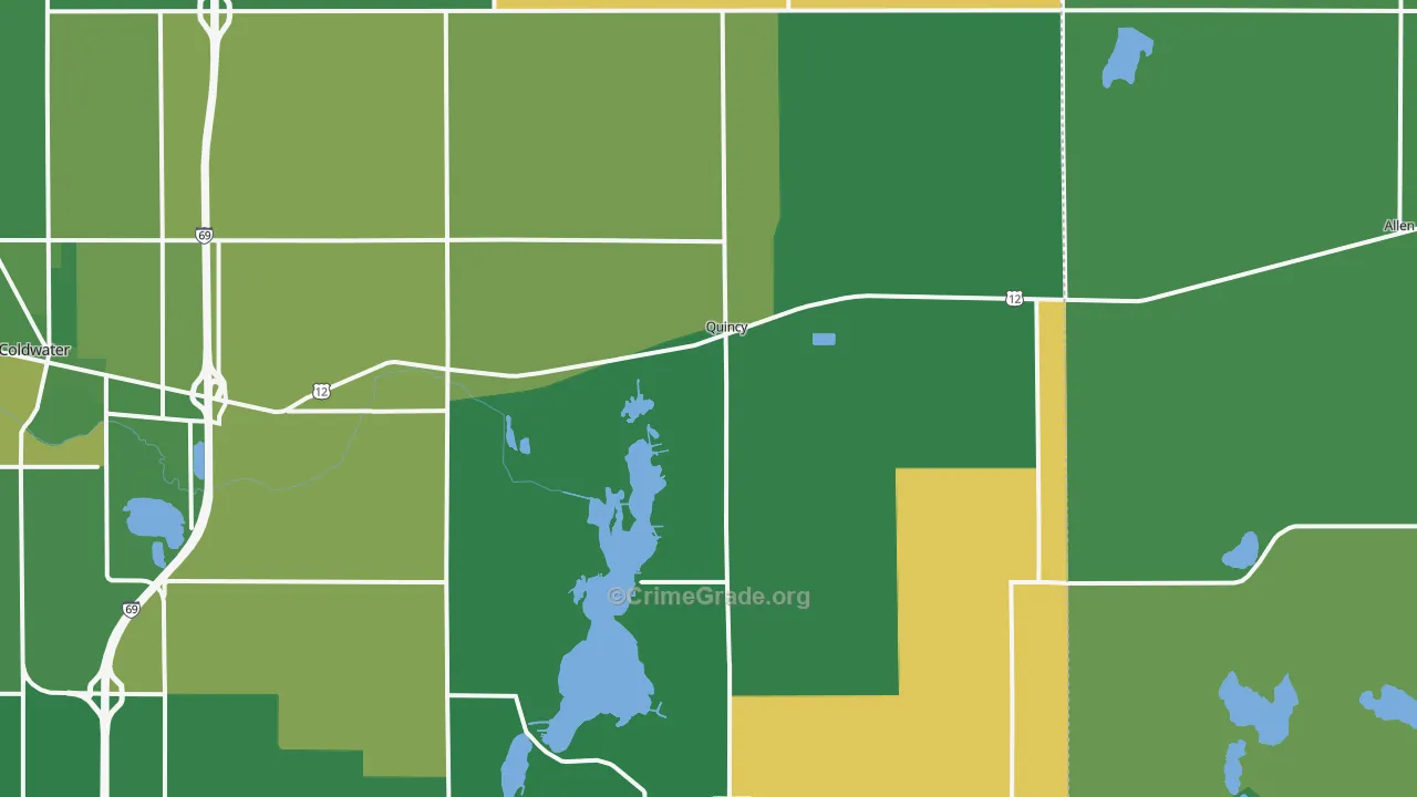 Quincy, MI Map of Vehicle Theft Rates