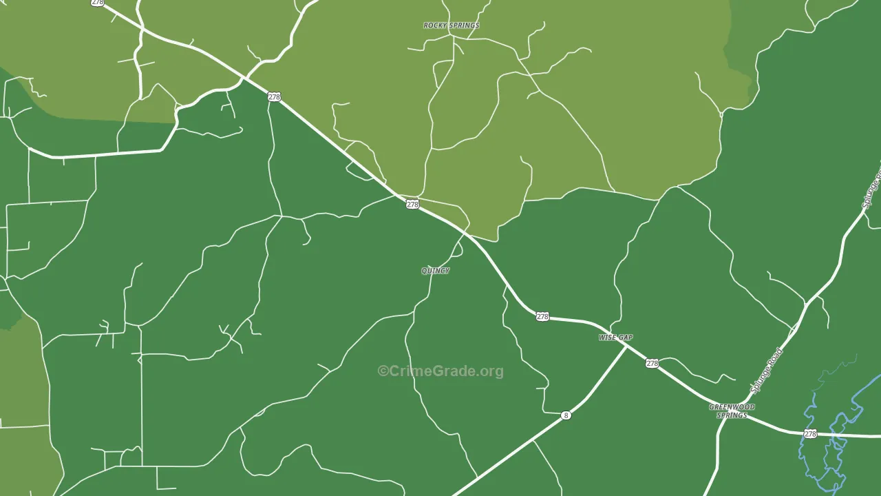 Quincy, MS Map of Vehicle Theft Rates
