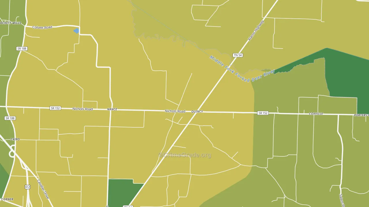 Quincy, TN Map of Vehicle Theft Rates