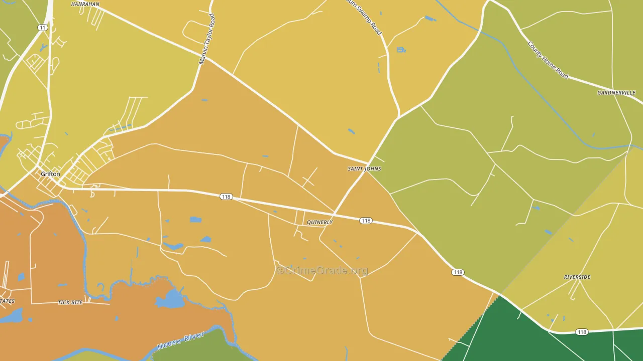 Quinerly, NC Map of Vehicle Theft Rates