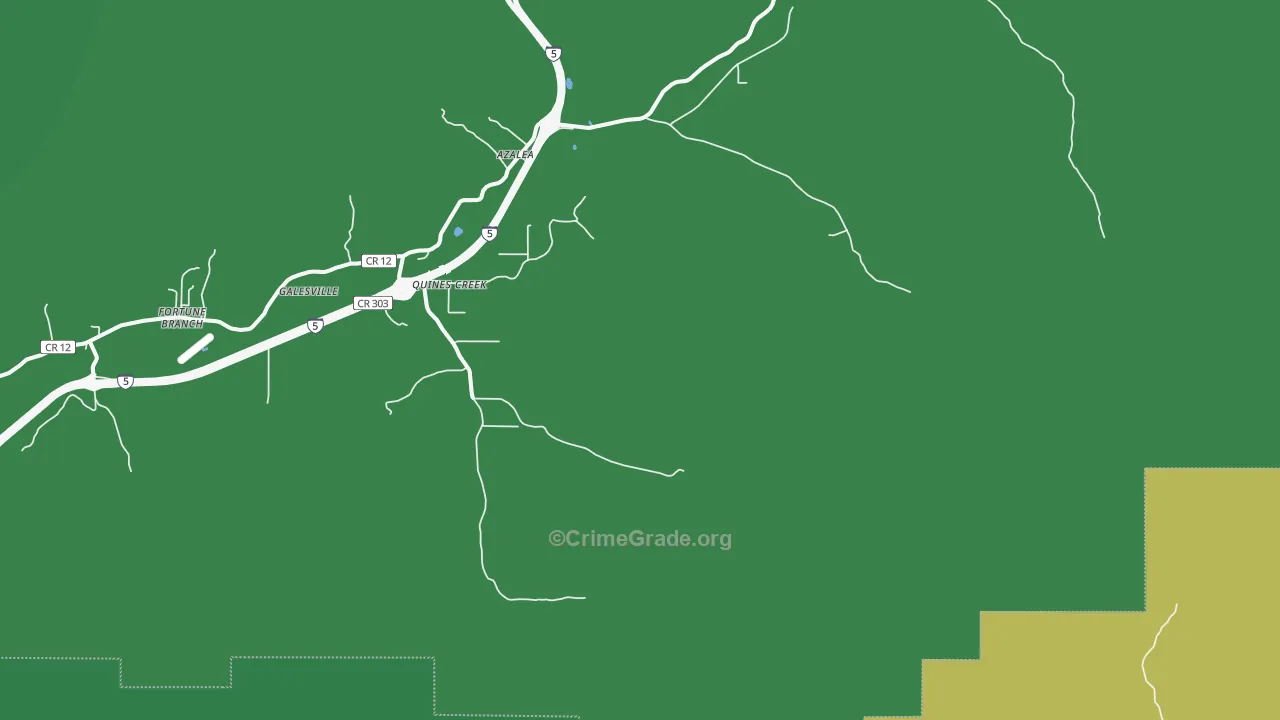 Quines Creek, OR Map of Vehicle Theft Rates