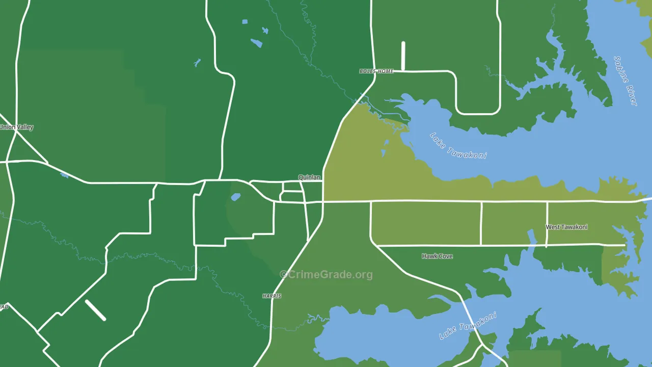 Quinlan, TX Map of Vehicle Theft Rates