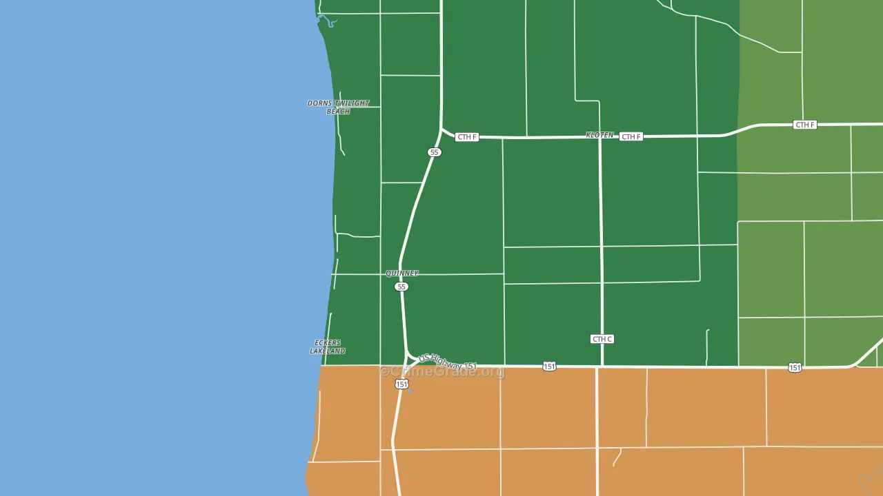 Quinney, WI Map of Vehicle Theft Rates