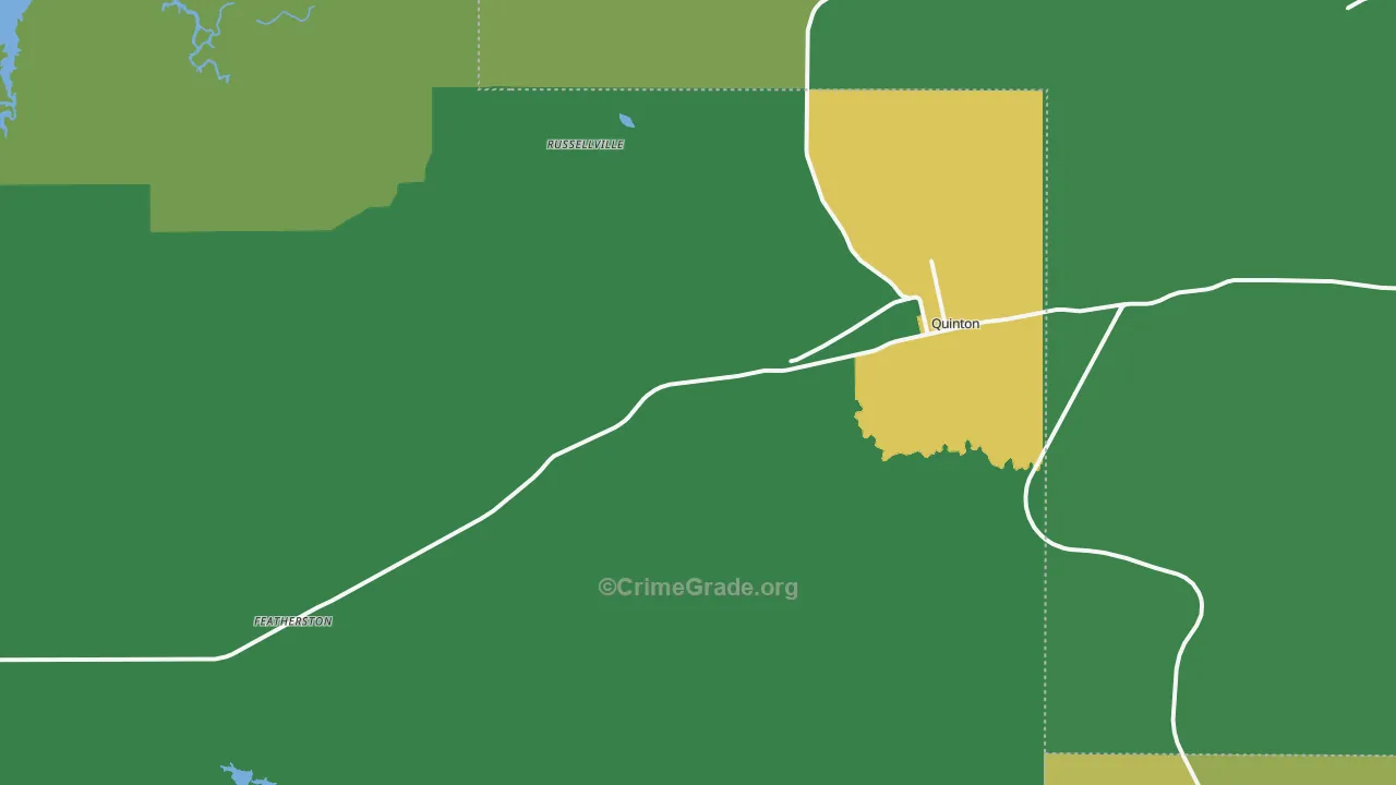 Quinton, OK Map of Vehicle Theft Rates