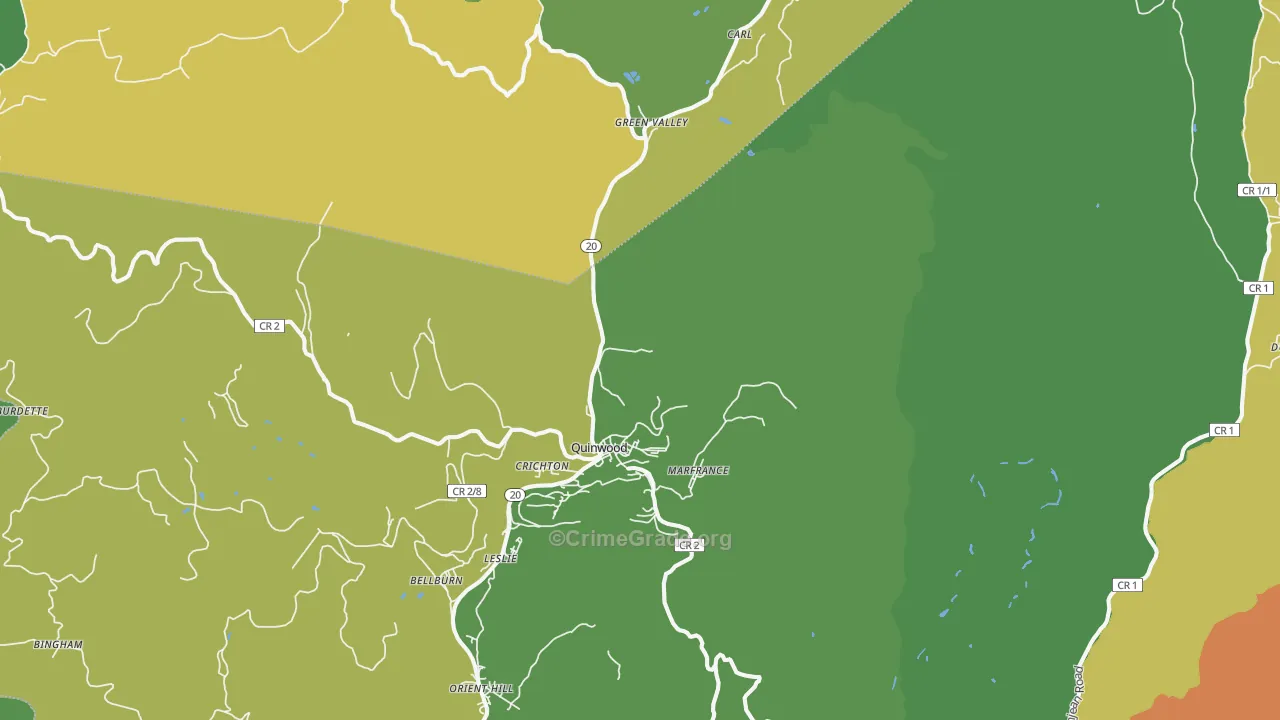 Quinwood, WV Map of Vehicle Theft Rates