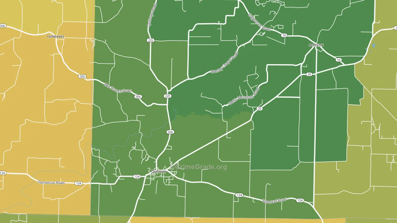 Quitman, AR Map of Vehicle Theft Rates