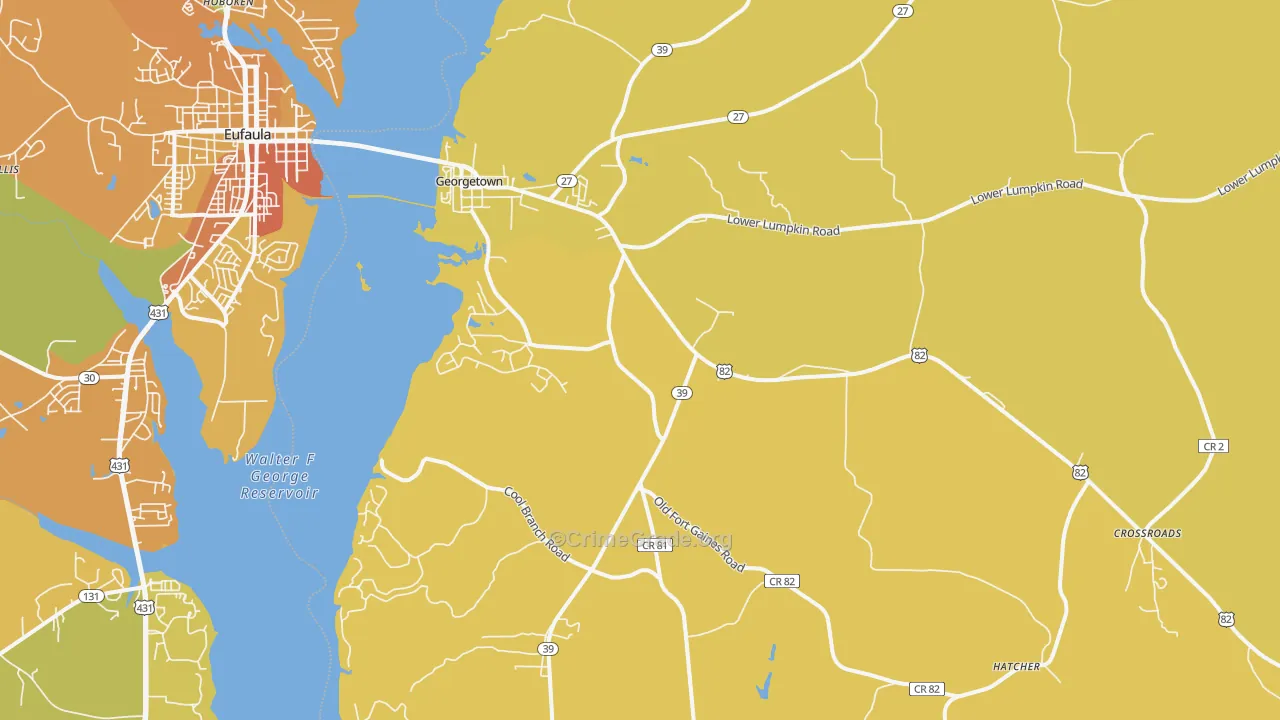 Quitman County, GA Map of Vehicle Theft Rates