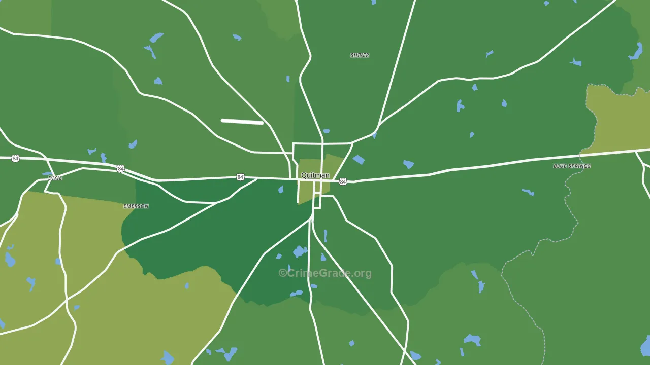 Quitman, GA Map of Vehicle Theft Rates