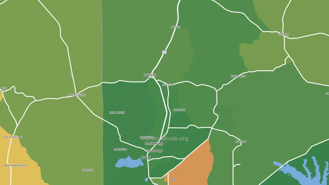 Quitman, LA Map of Vehicle Theft Rates