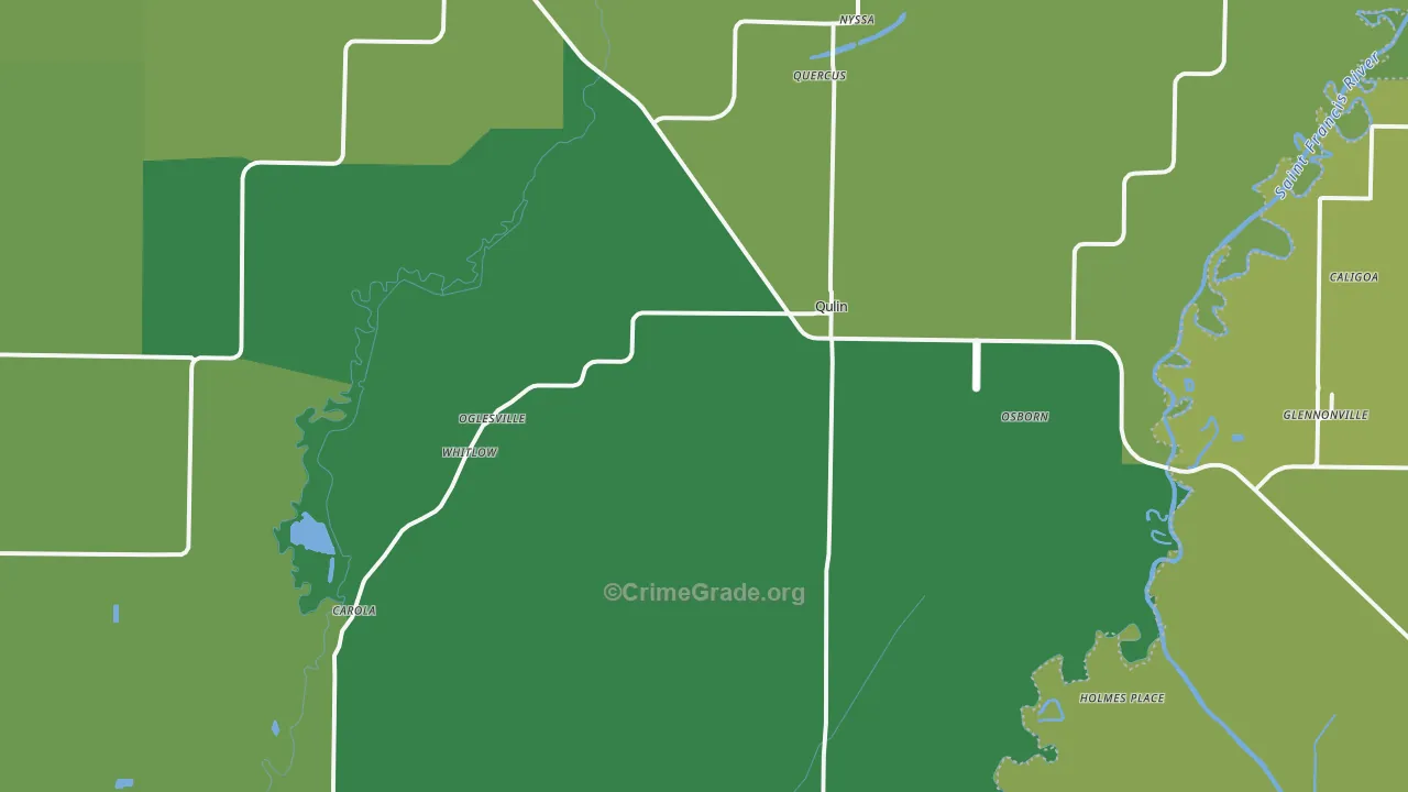 Qulin, MO Map of Vehicle Theft Rates
