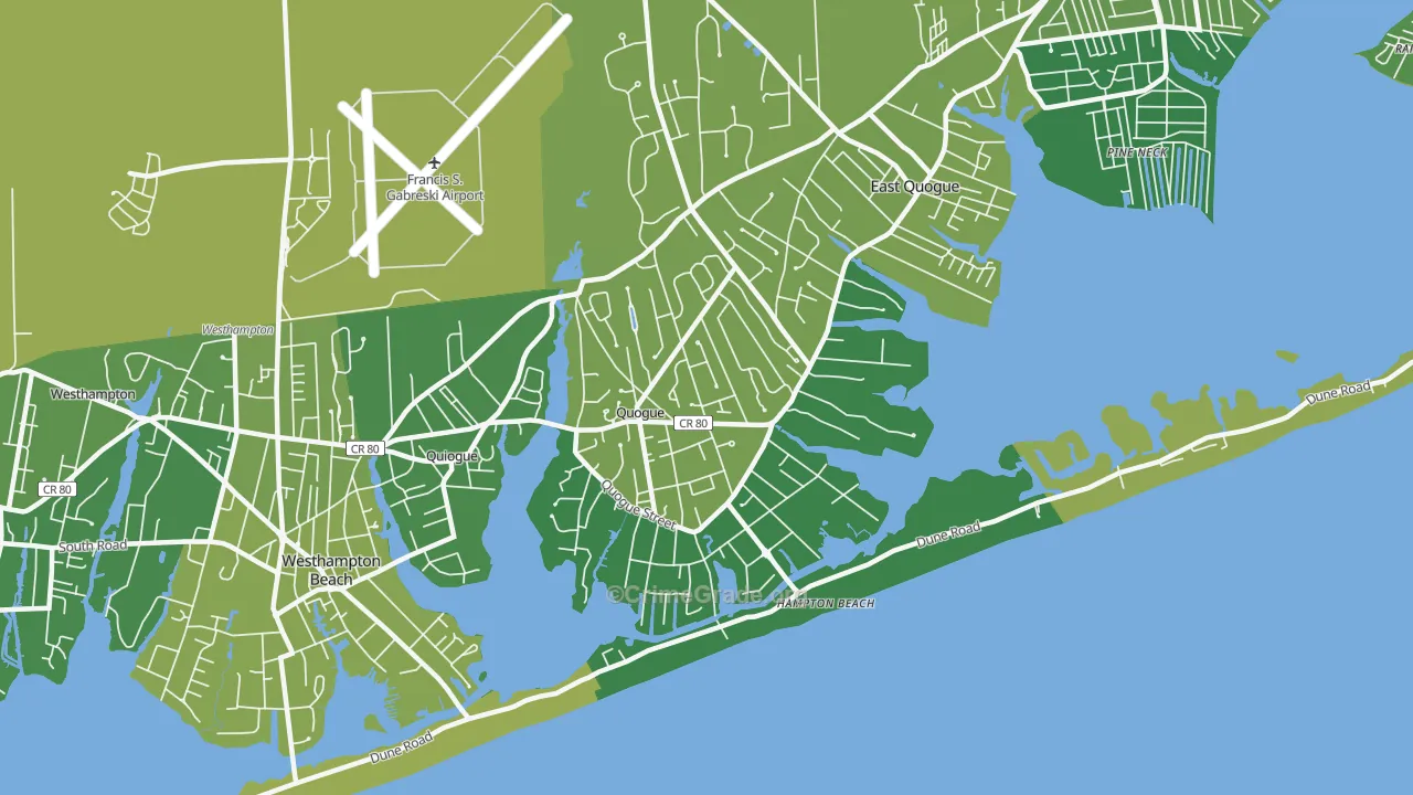 Quogue, NY Map of Vehicle Theft Rates