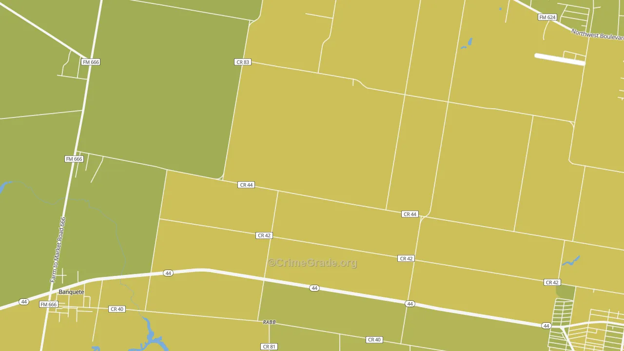 Rabb, TX Map of Vehicle Theft Rates