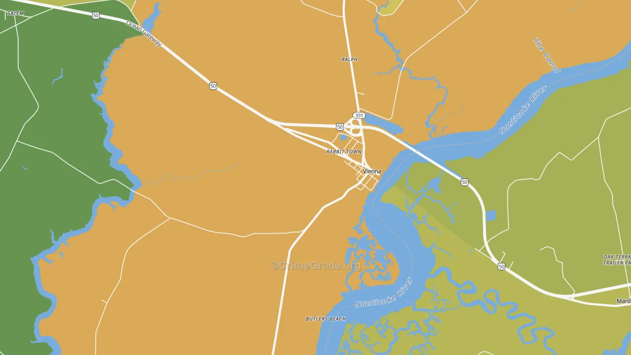 Rabbit Town, MD Map of Vehicle Theft Rates