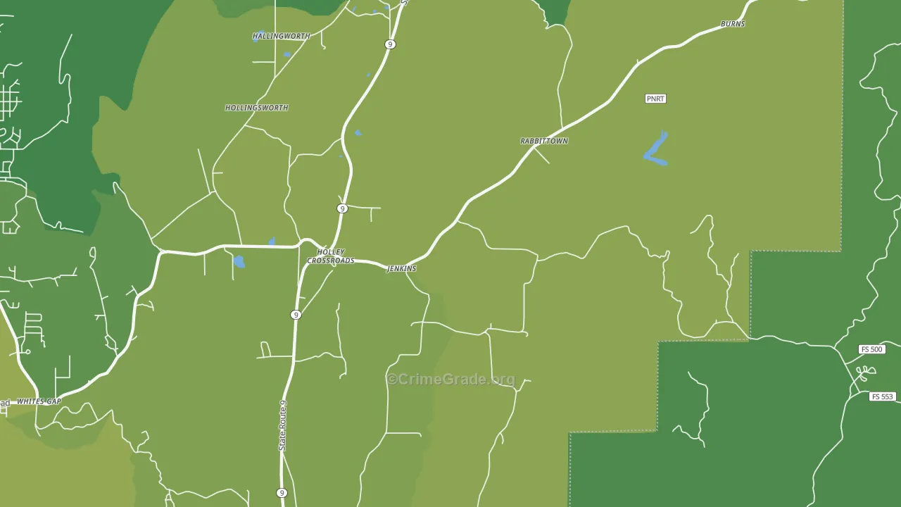 Rabbittown, AL Map of Vehicle Theft Rates