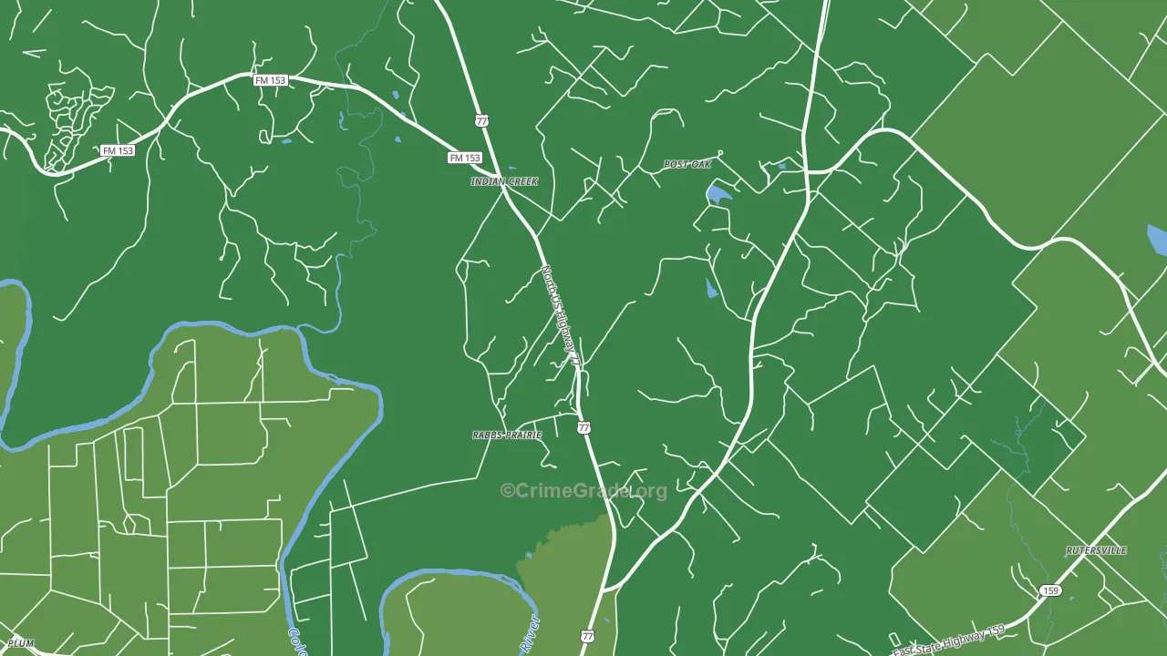 Rabbs Prairie, TX Map of Vehicle Theft Rates