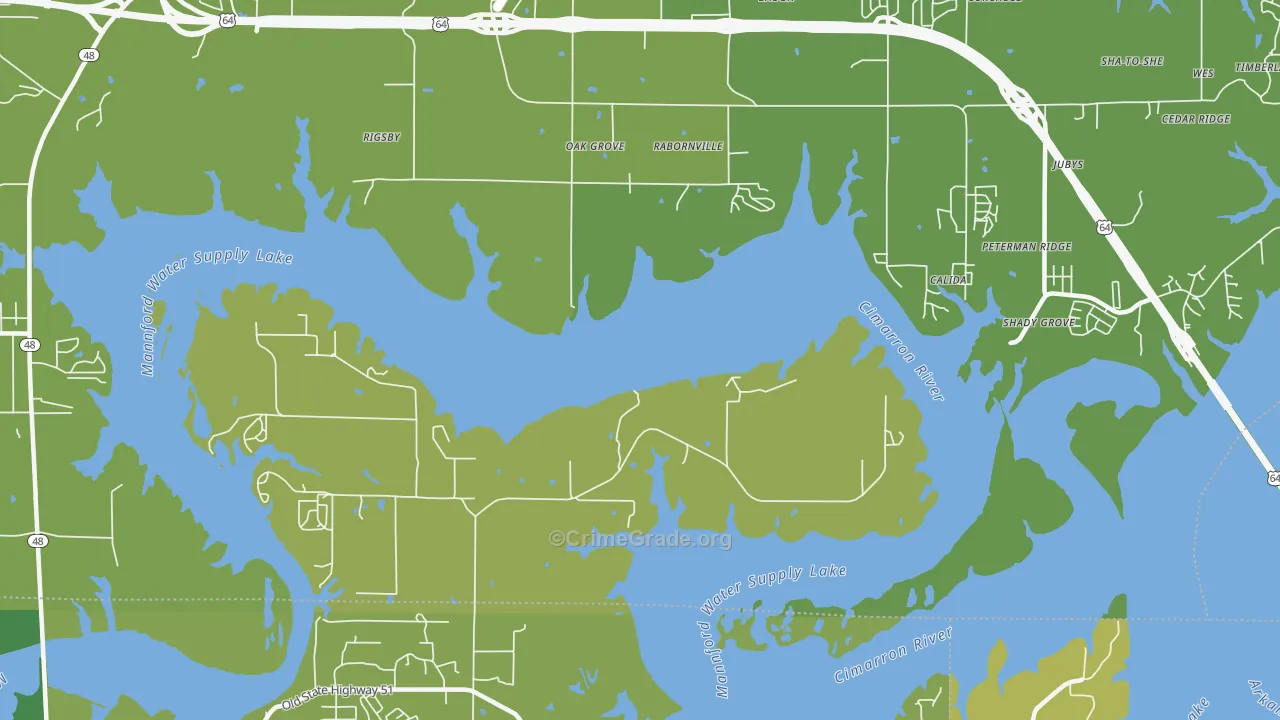 Rabornville, OK Map of Vehicle Theft Rates
