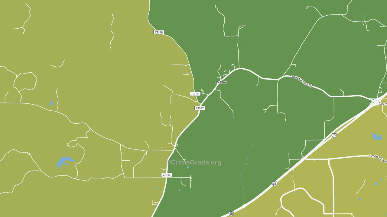 Rabun, AL Map of Vehicle Theft Rates