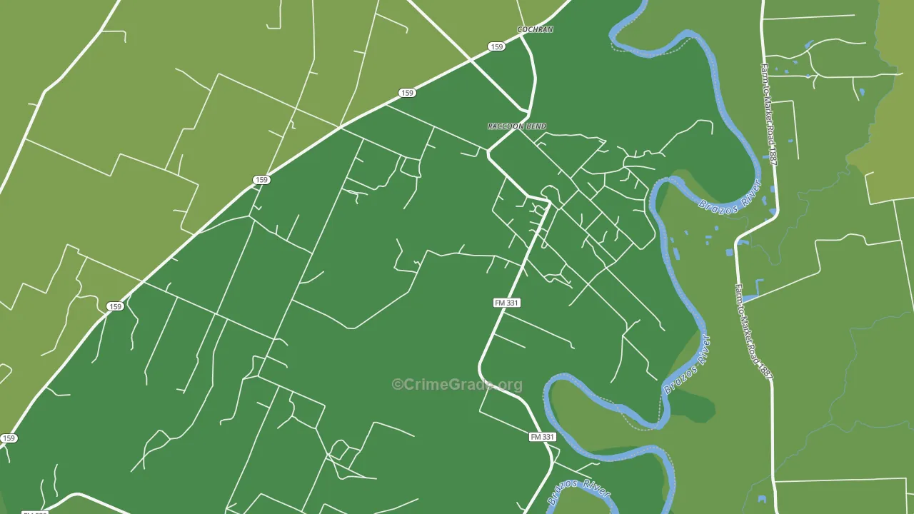 Raccoon Bend, TX Map of Vehicle Theft Rates