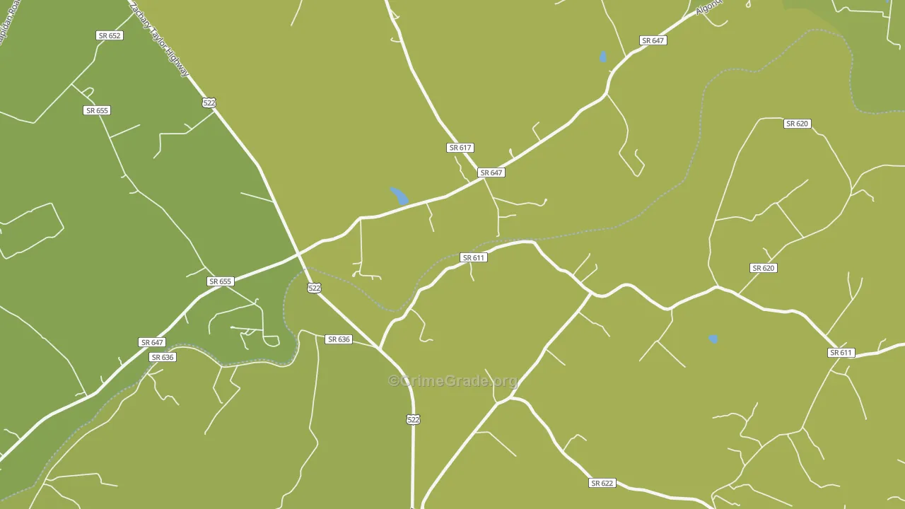 Raccoon Ford, VA Map of Vehicle Theft Rates