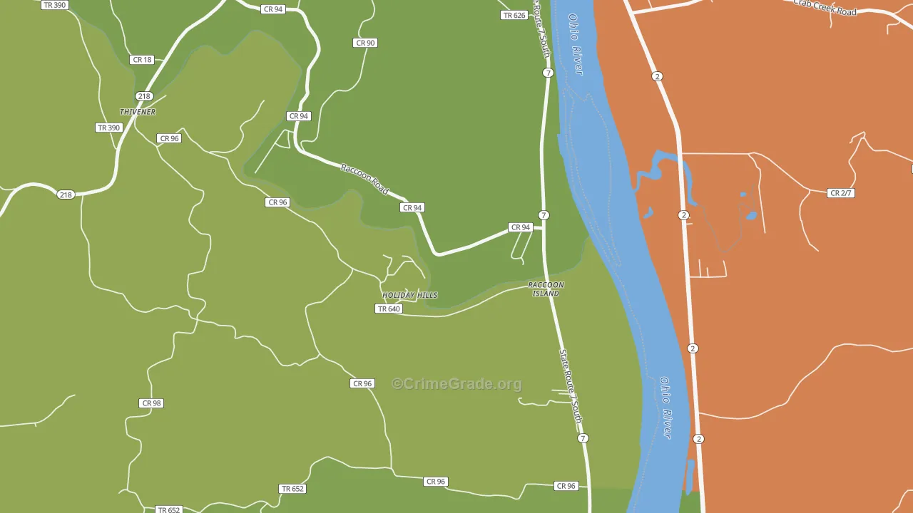 Raccoon Island, OH Map of Vehicle Theft Rates