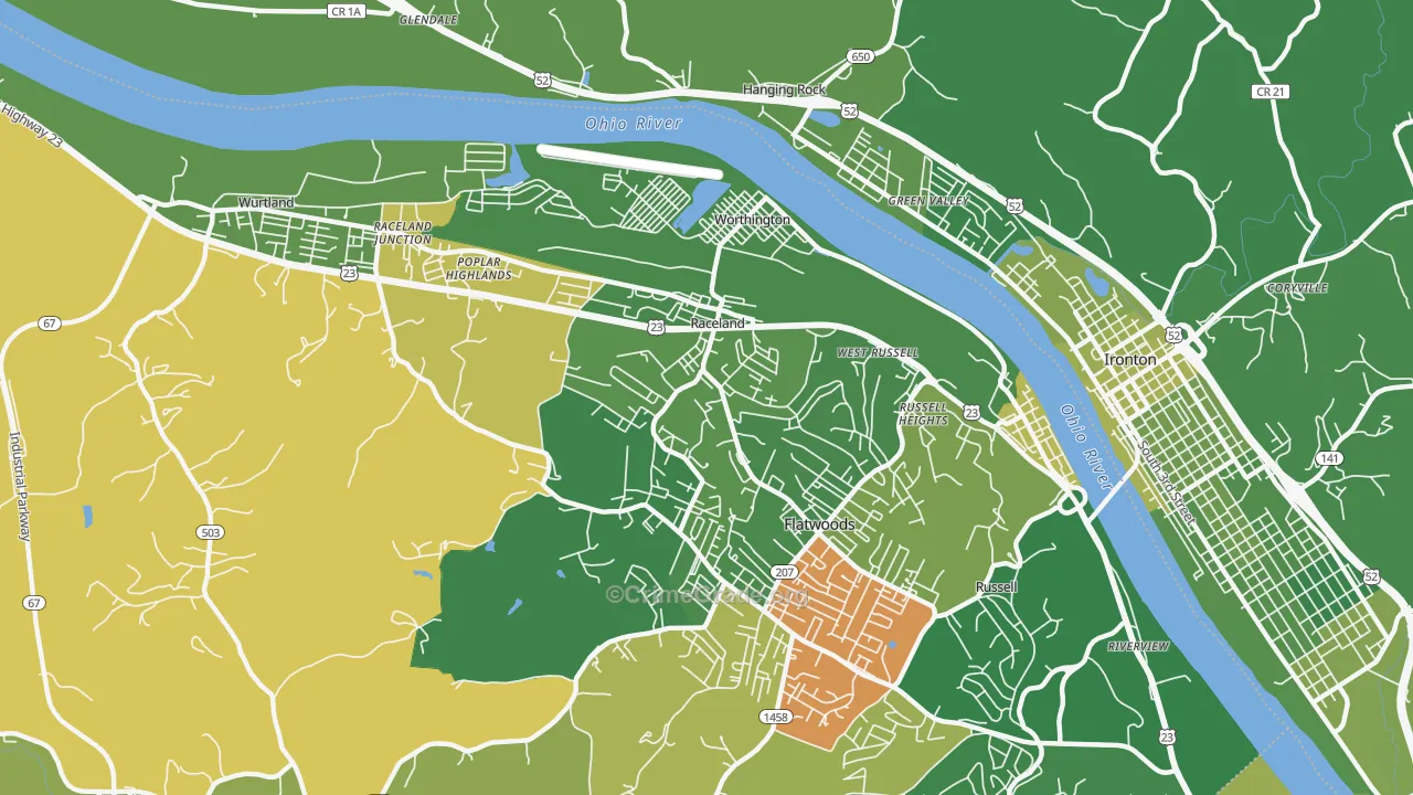 Raceland, KY Map of Vehicle Theft Rates