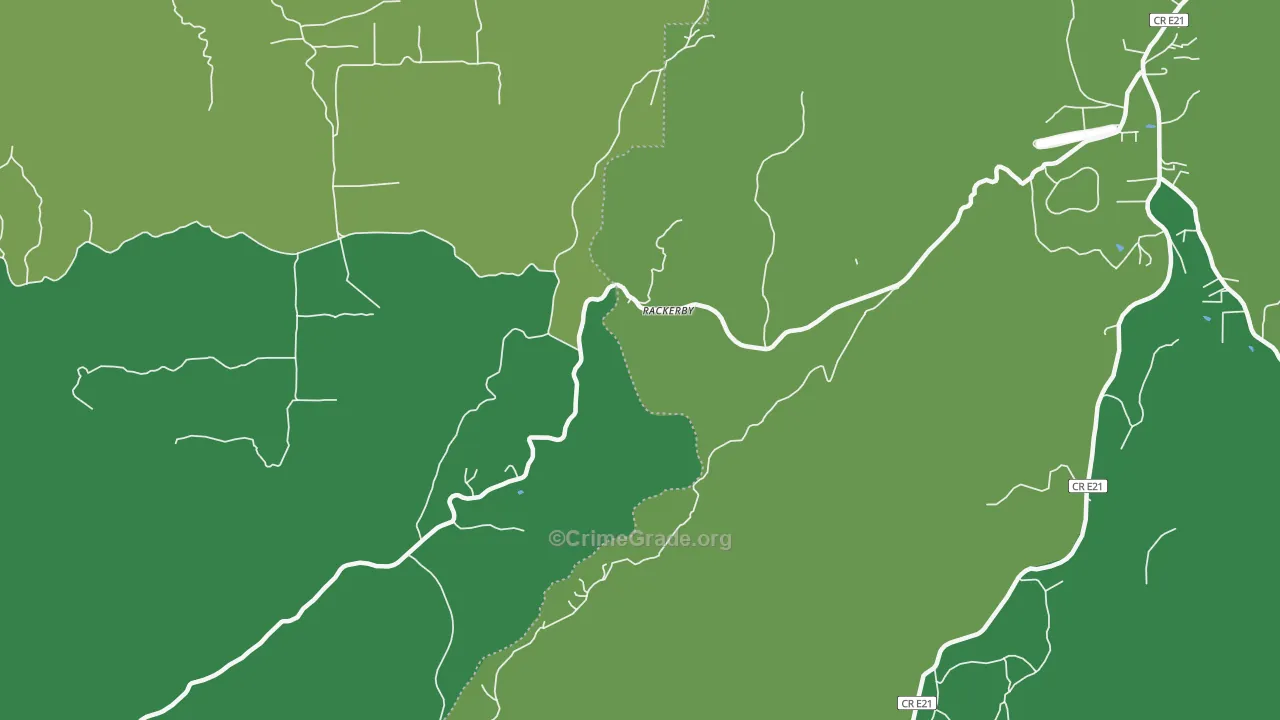Rackerby, CA Map of Vehicle Theft Rates