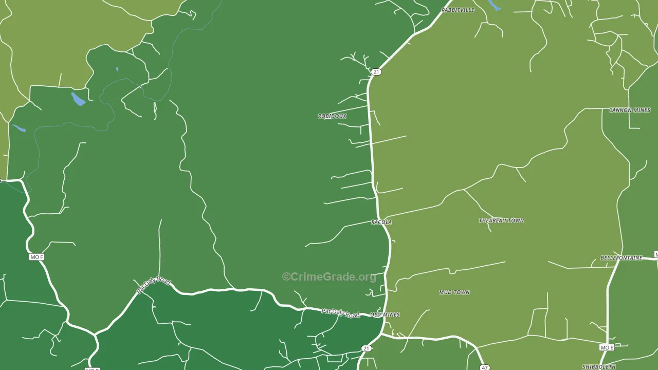Racola, MO Map of Vehicle Theft Rates