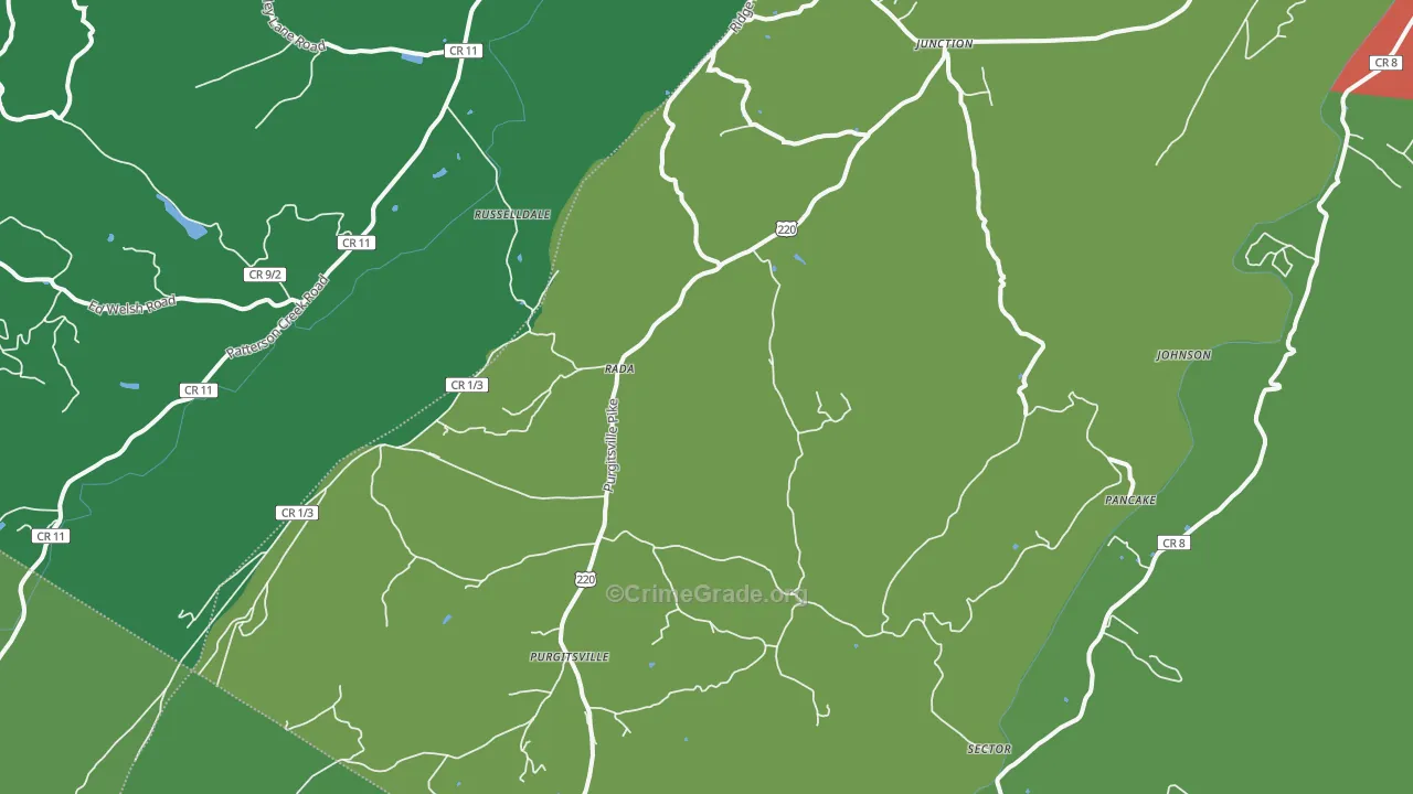 Rada, WV Map of Vehicle Theft Rates