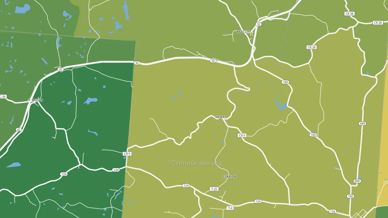 Radcliff, OH Map of Vehicle Theft Rates