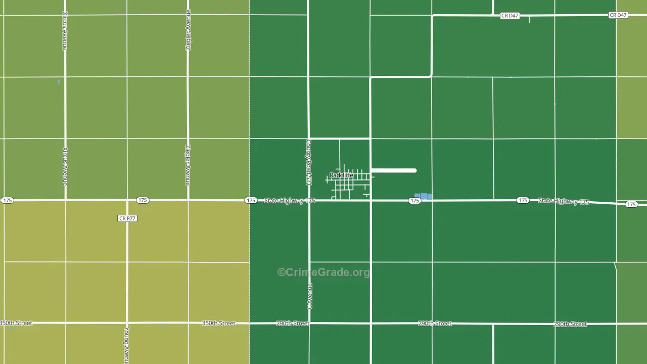 Radcliffe, IA Map of Vehicle Theft Rates