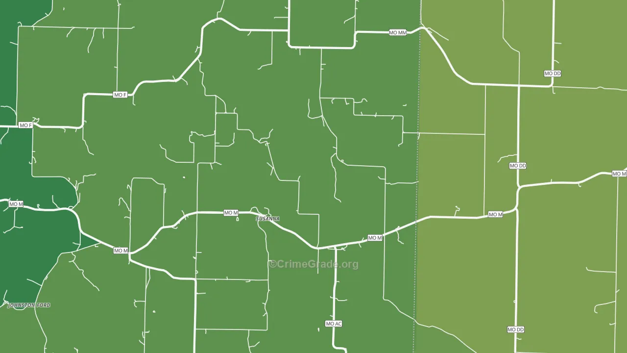 Rader, MO Map of Vehicle Theft Rates