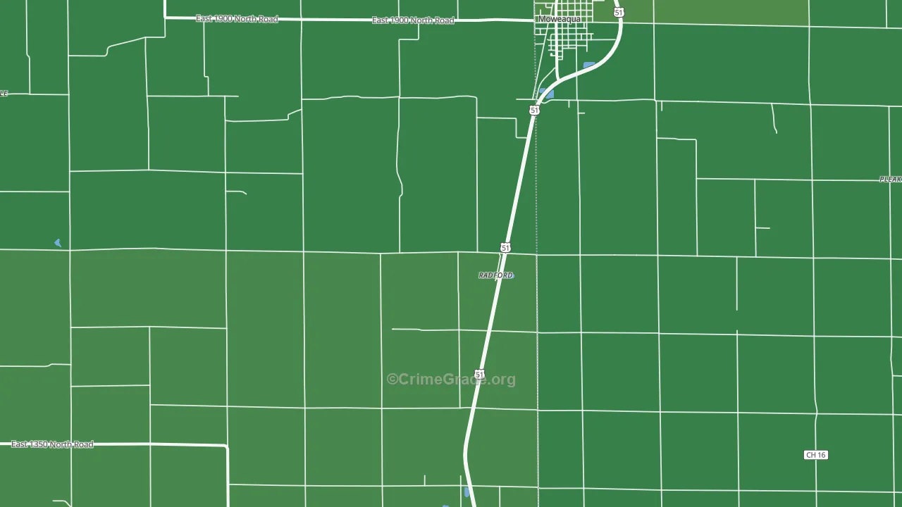 Radford, IL Map of Vehicle Theft Rates