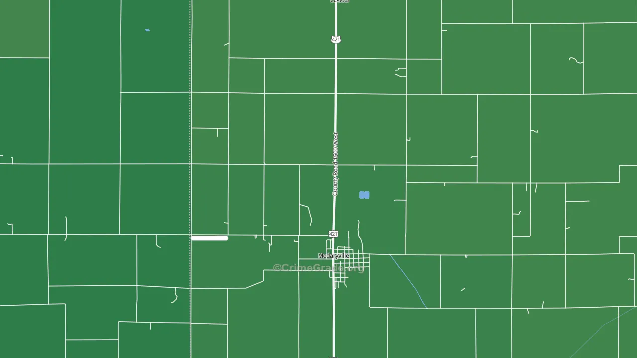 Radioville, IN Map of Vehicle Theft Rates