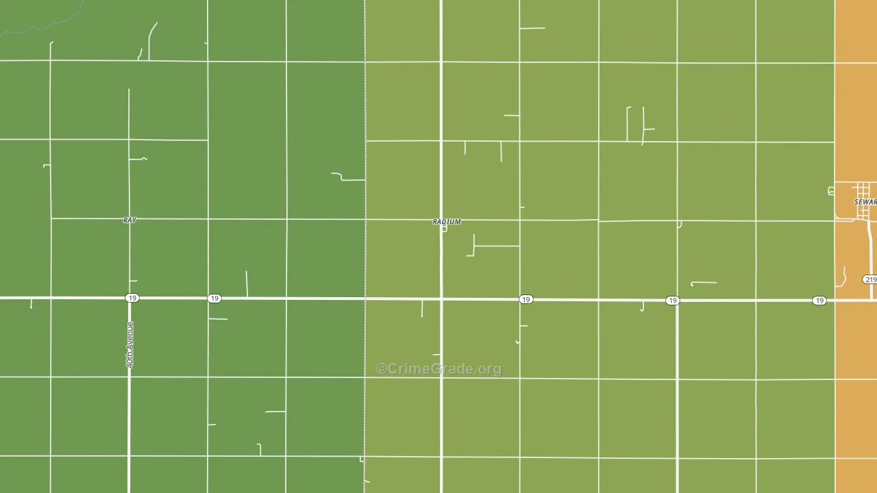 Radium, KS Map of Vehicle Theft Rates