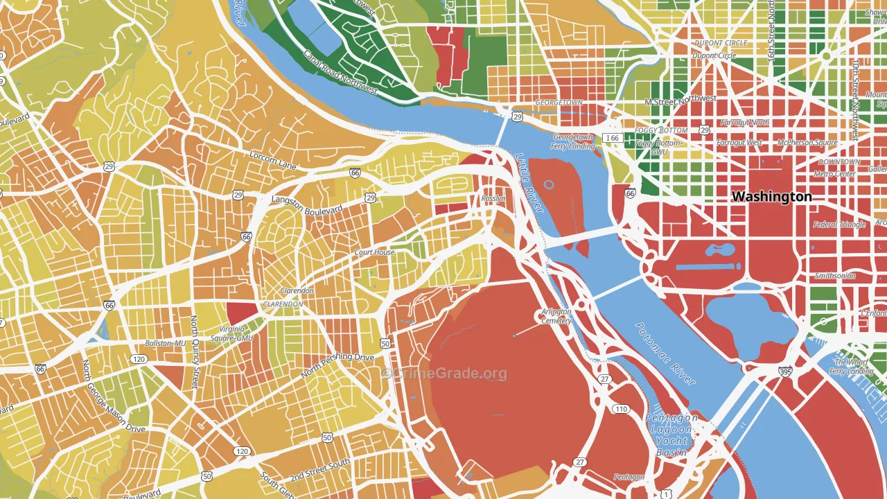 Radnor-Ft Myer Heights, Arlington, VA Map of Vehicle Theft Rates