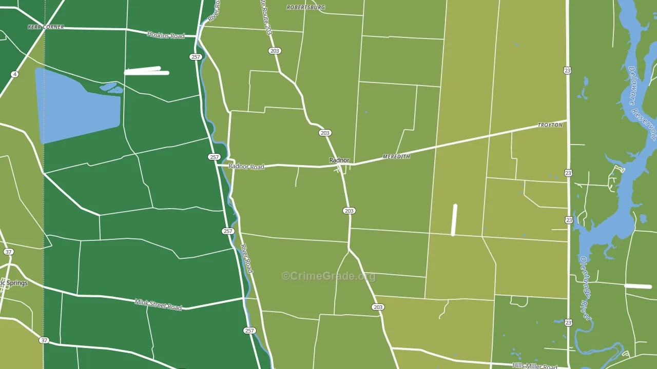 Radnor, OH Map of Vehicle Theft Rates