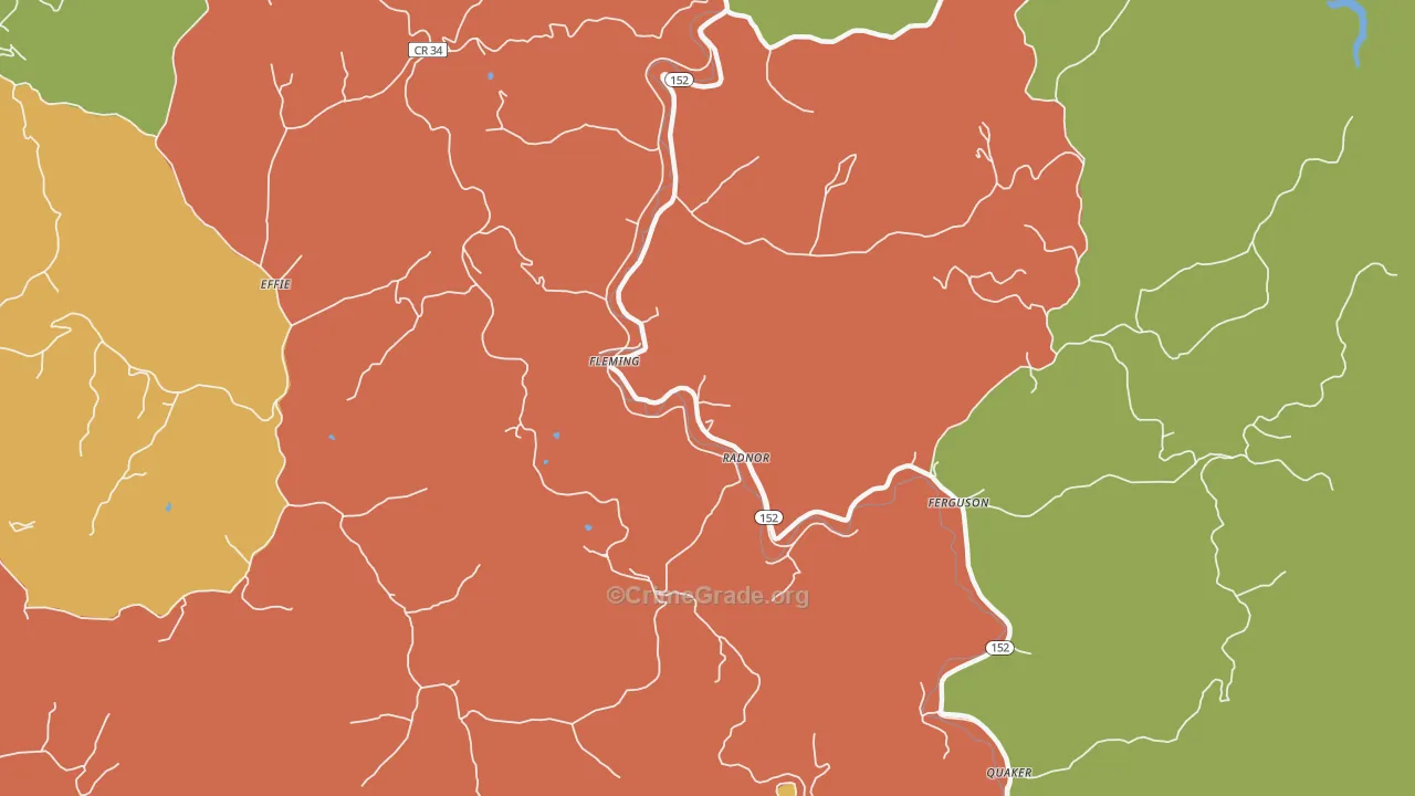 Radnor, WV Map of Vehicle Theft Rates